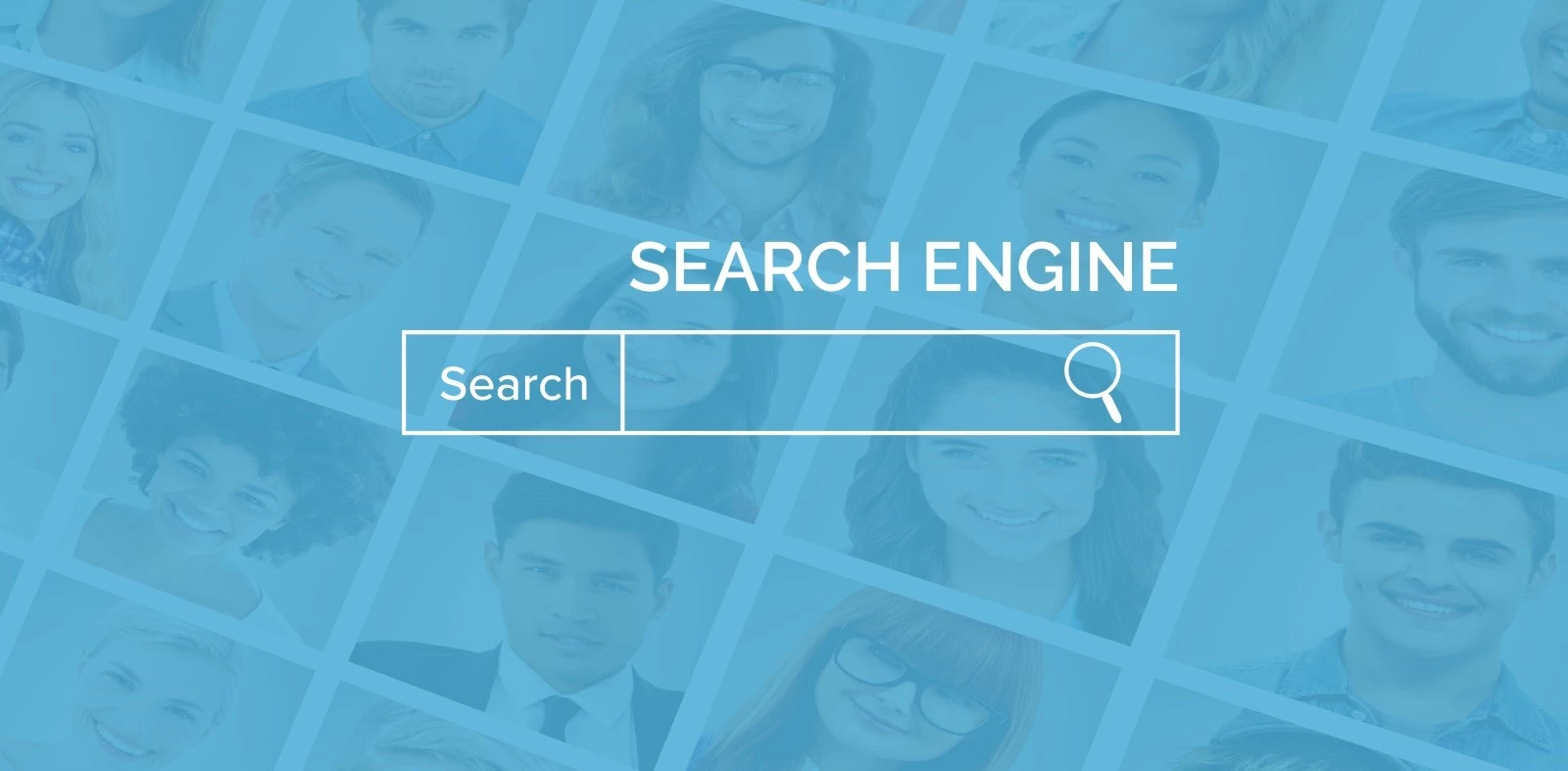 Search tab on aqua blue background 