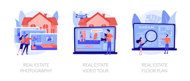 Real estate photography, video tour, and floor plan concept