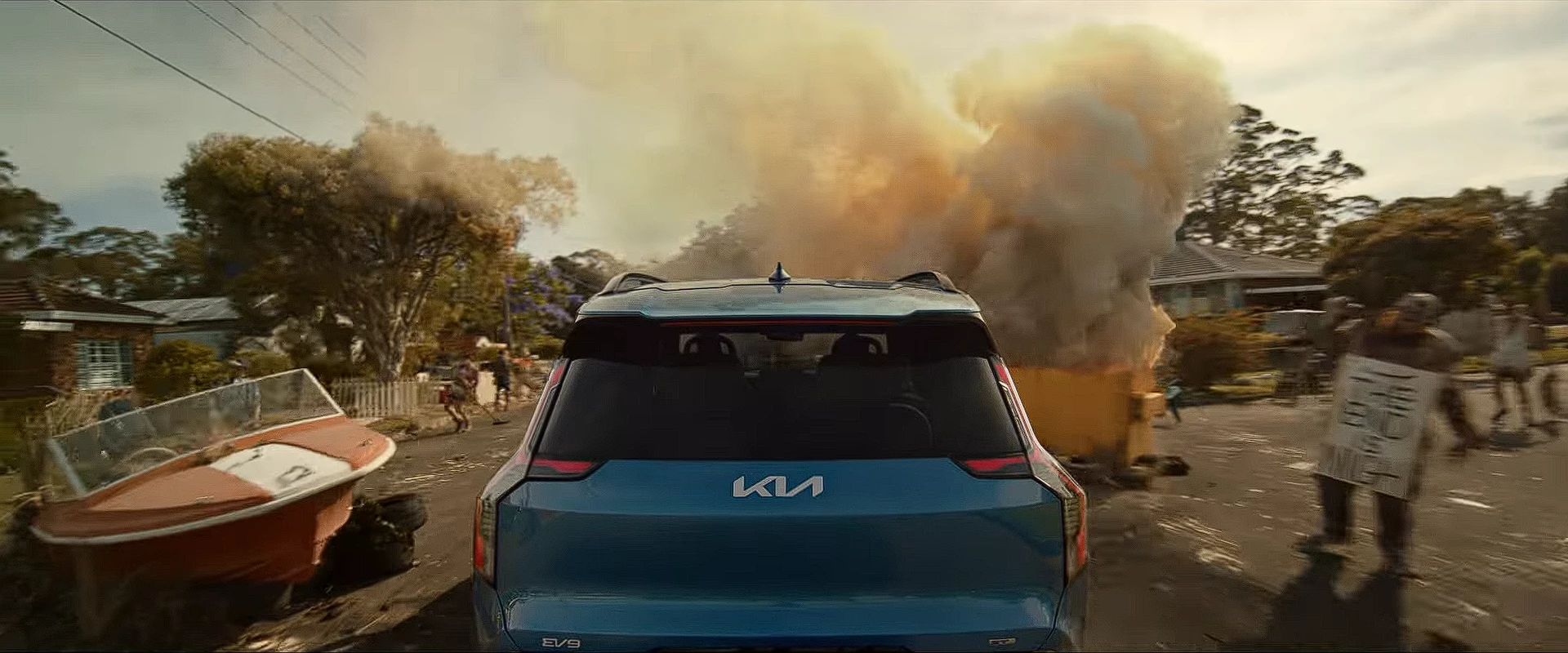 Kia EV drives through zombies