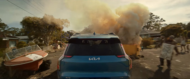 Kia EV drives through zombies Kia EV drives through zombies