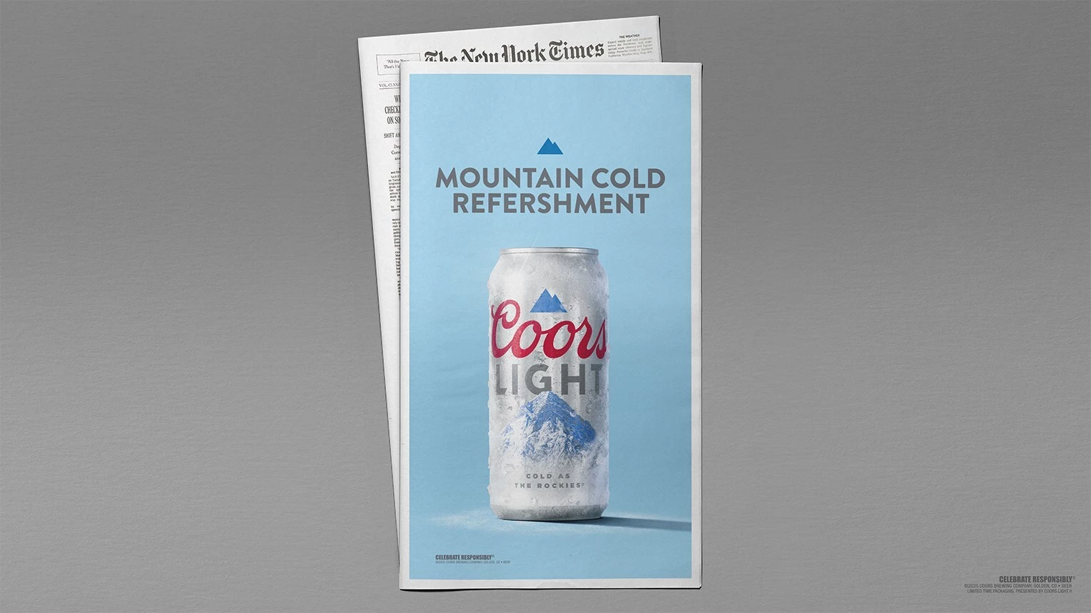 Coors Light ad on a newspaper