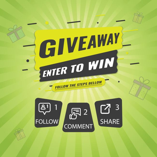 Giveaway quiz contest announcement for social media feed.