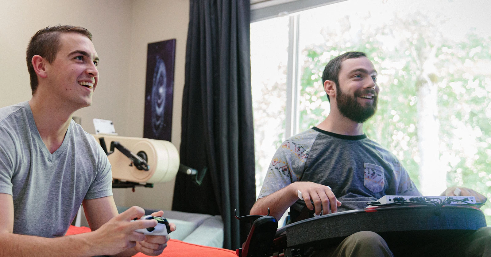 Two players using an adaptive controller