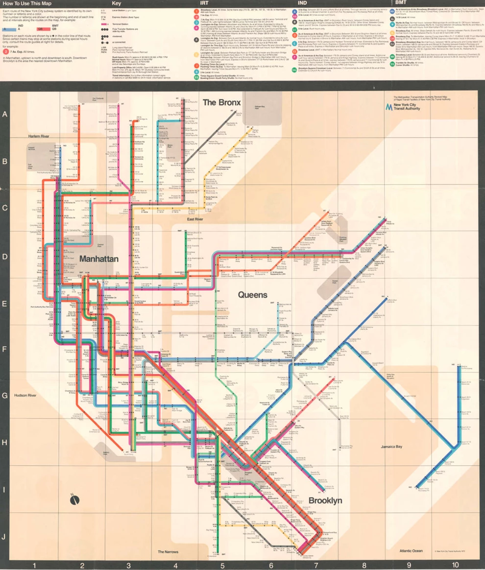 1972 NYC subway map by Massimo Vignelli