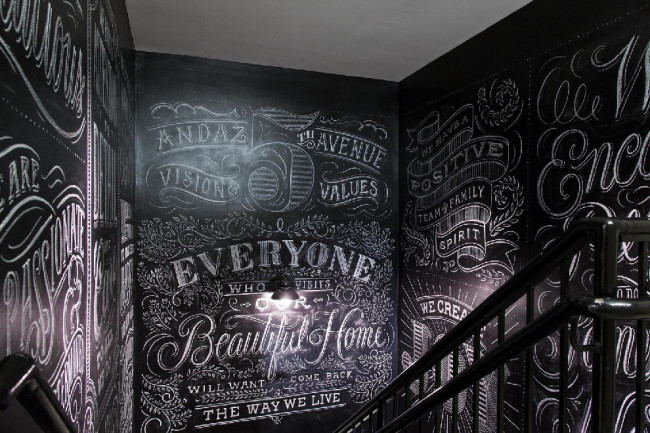 A wall of chalk graphic design by Dana Tanamachi