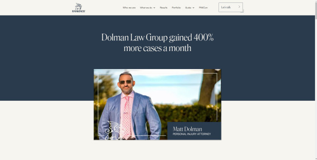 A screenshot of Ranking’s homepage