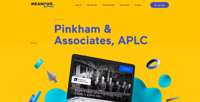 A screenshot of MeanPug’s homepage