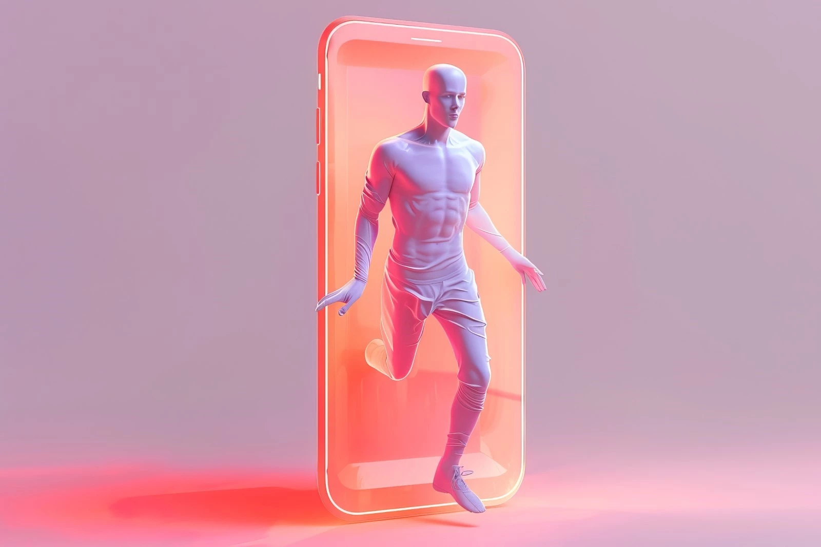 A 3D character emerging from a smartphone