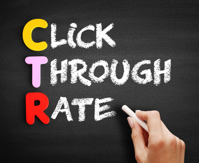 Click through rate written in chalk on a blackboard 