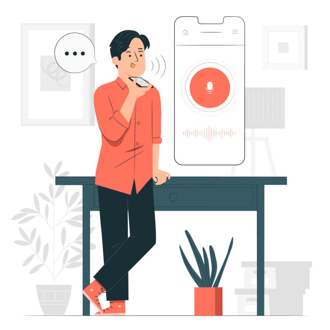 A customer looks for a product online through voice search