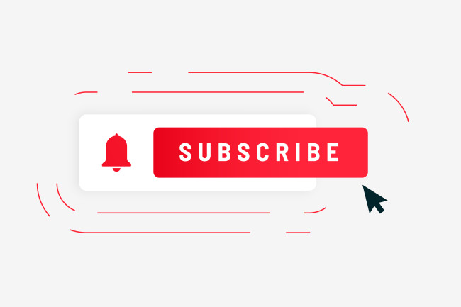 Red subscription button with a bell on the left side