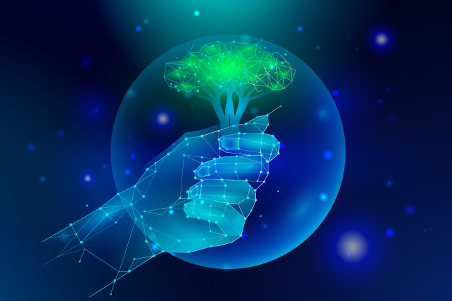 Sustainability and technology going hand-in-hand concept.