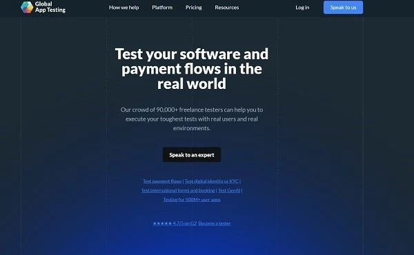 Global App Testing homepage