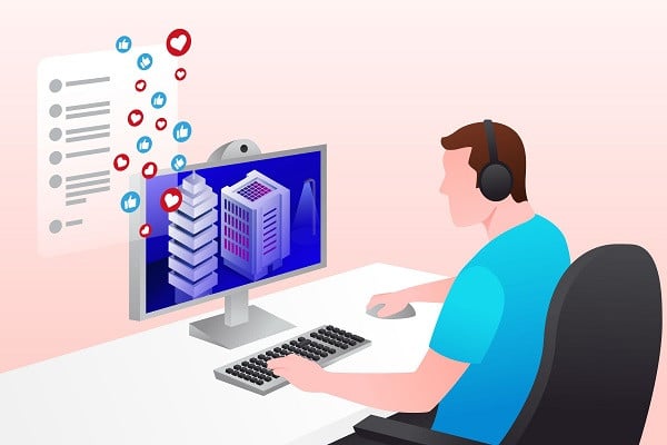 Illustration of person using a computer