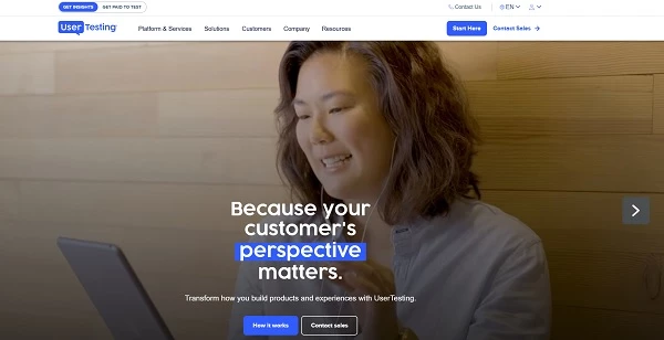 UserTesting homepage