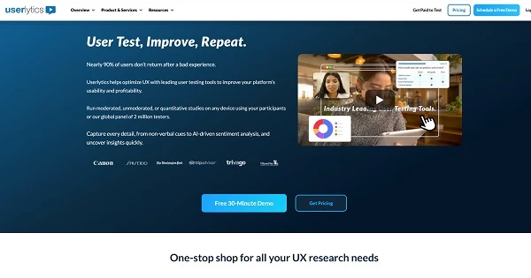 Userlytics homepage