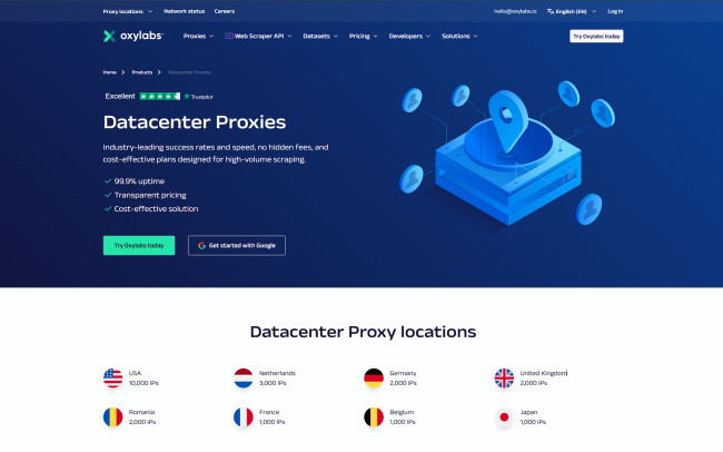 Oxylabs homepage