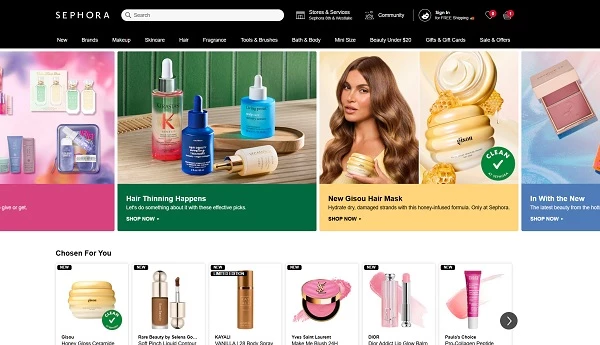 Sephora's website using AI personalization