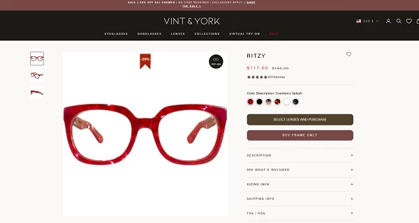 Vint & York offers virtual try on feature