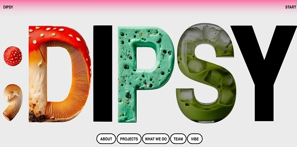 Dipsy's minimalistic web design