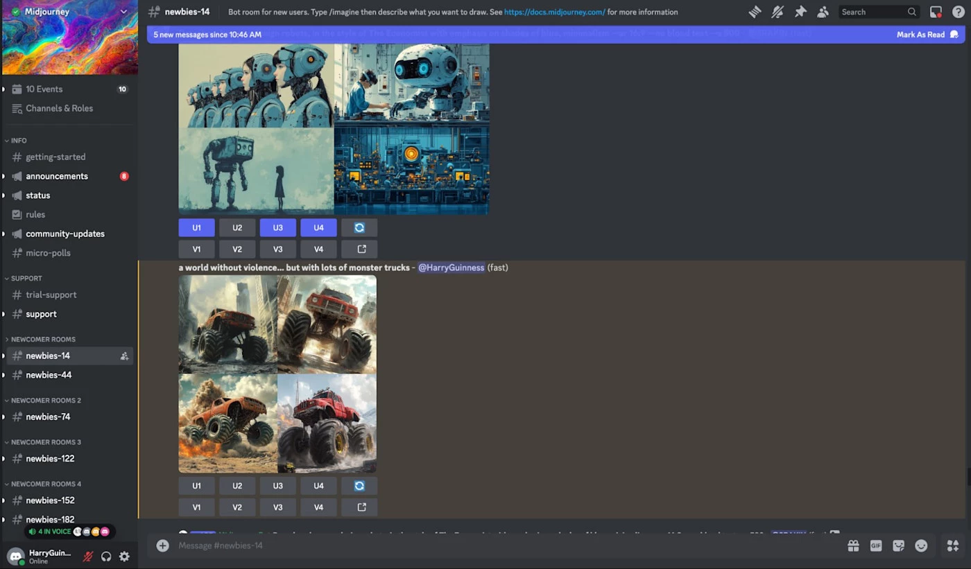 MidJourney interface