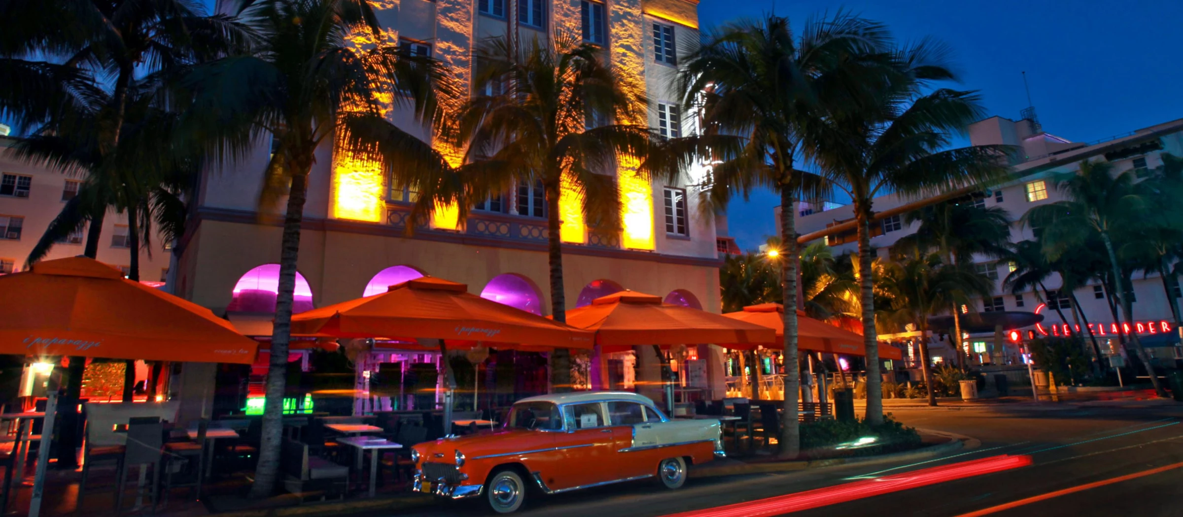 Cars along Miami Beach