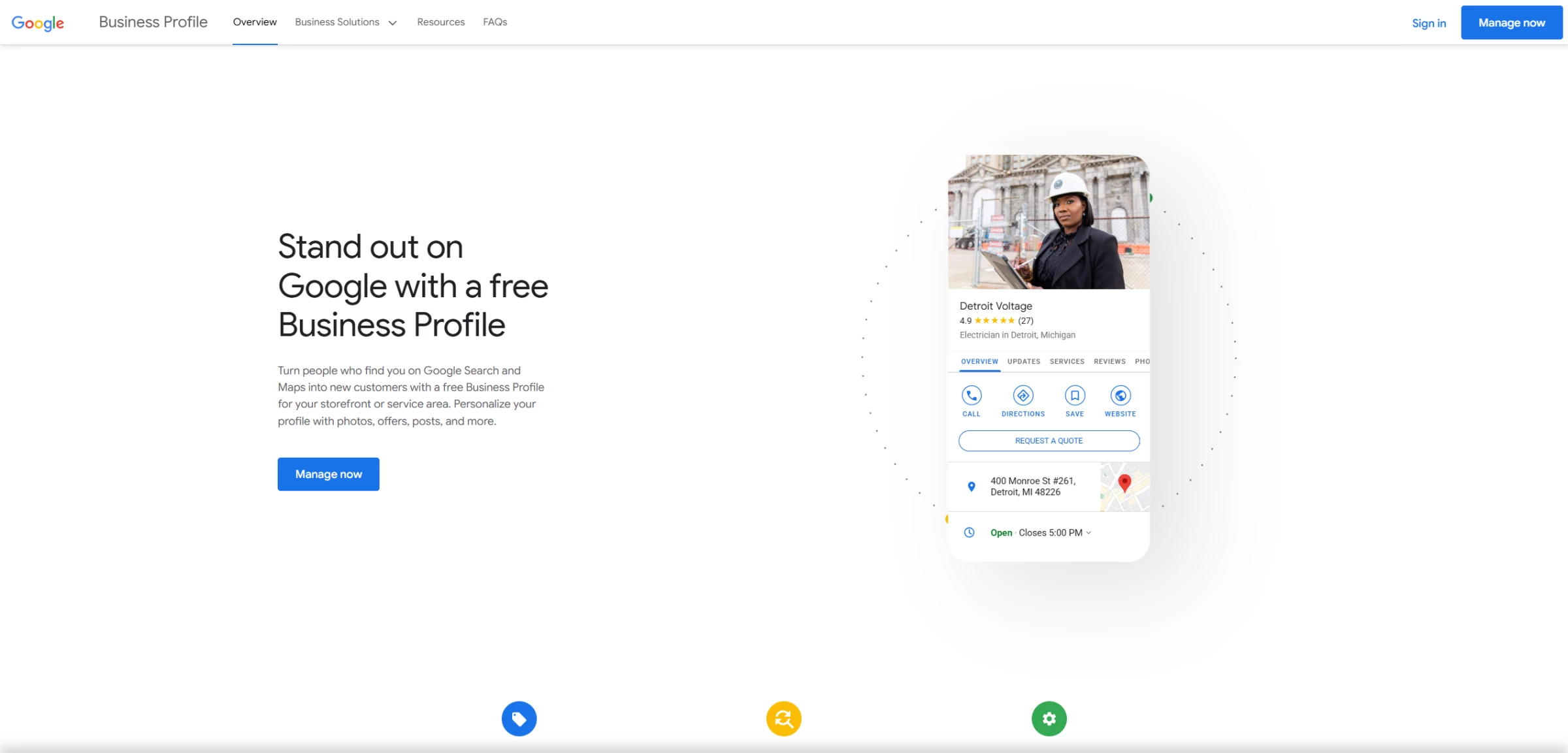 Google My Business homepage