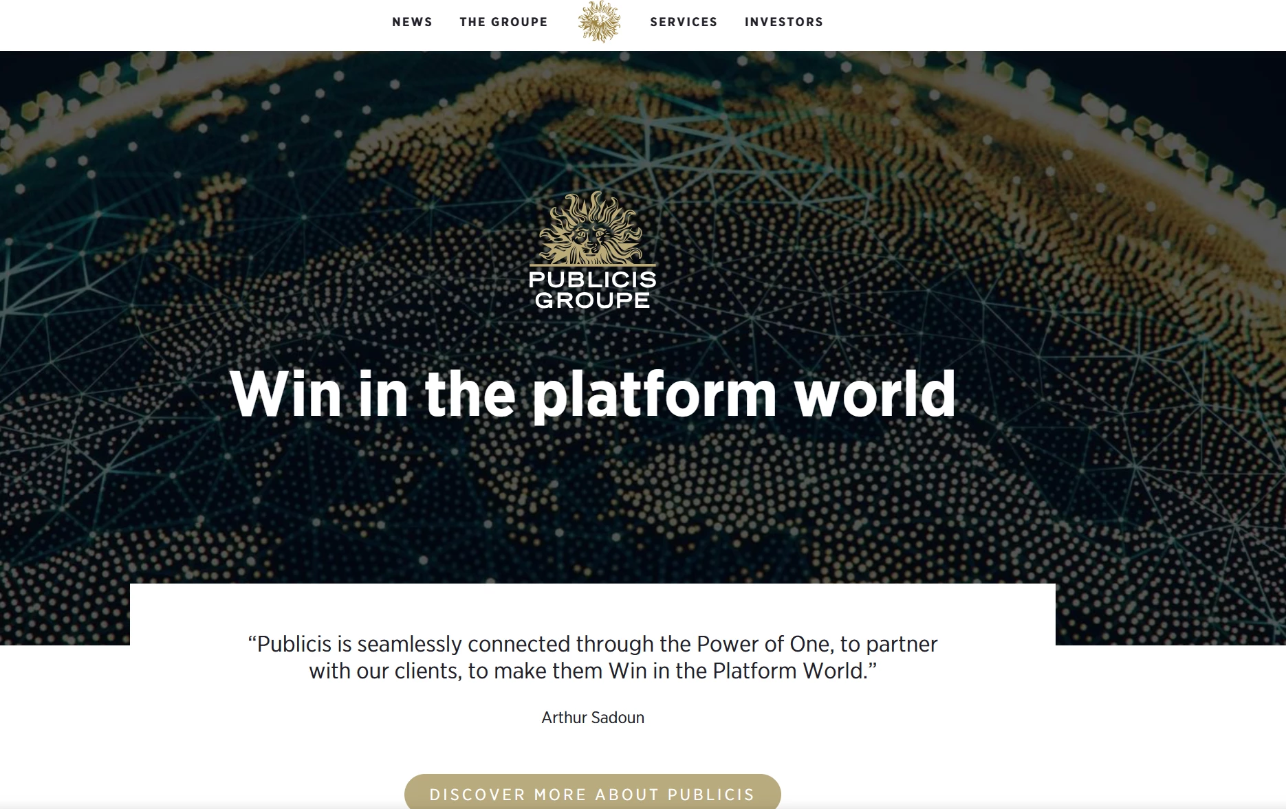 A screenshot of Publicis Groupe homepage