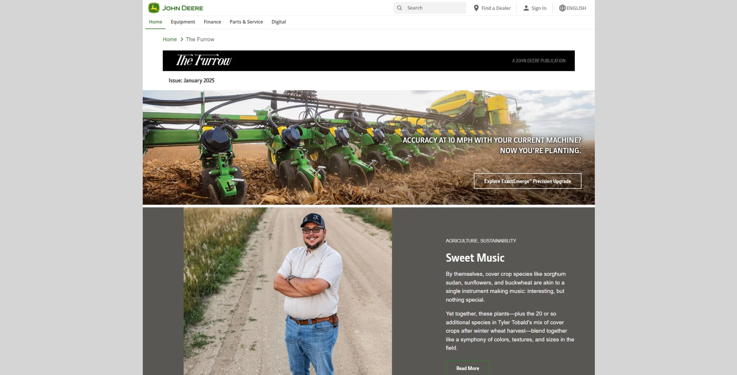The Furrow magazine’s homepage