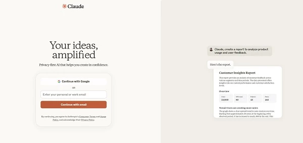 Claude homepage