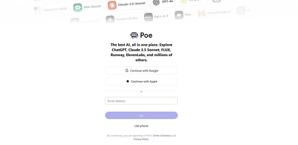 Poe homepage