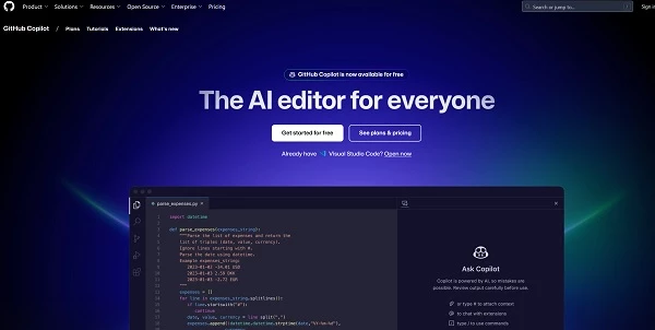 Copilot landing page