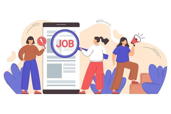 Illustration of people looking for a job