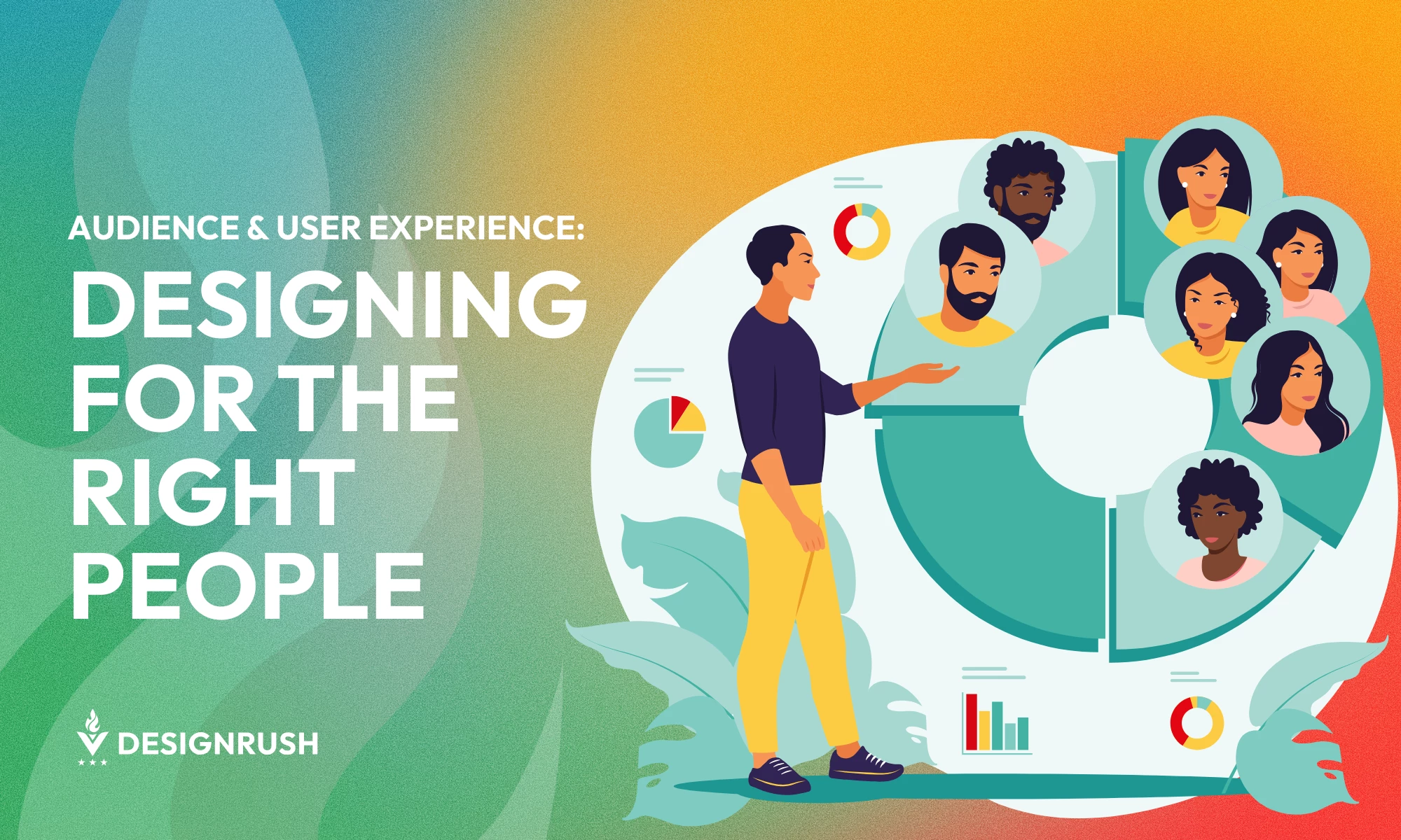 an illustration depicting a person segmenting a target audience 