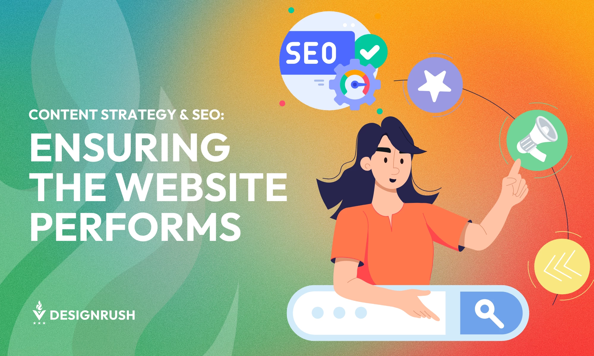 Flat image of an employee working on seo marketing
