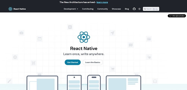 React Native homepage; 