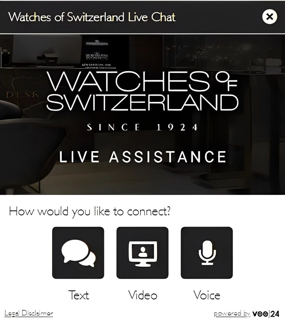 Watches of Switzerland’s Live Assistance | Source: Vee24