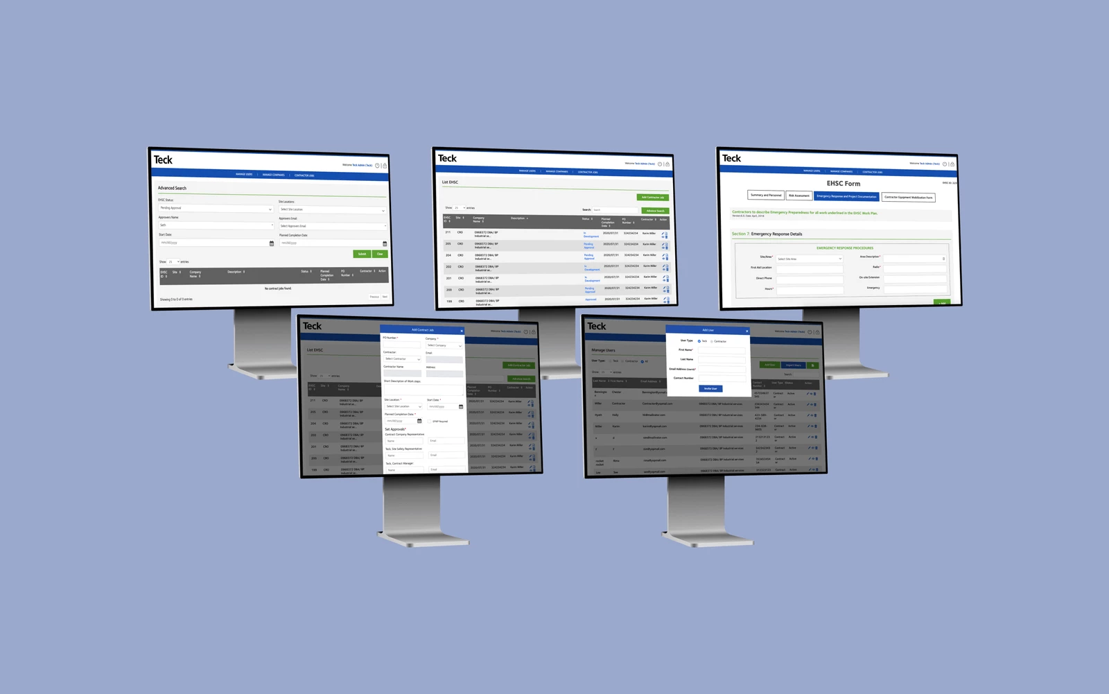 Teck’s system views for search, jobs, users, and forms