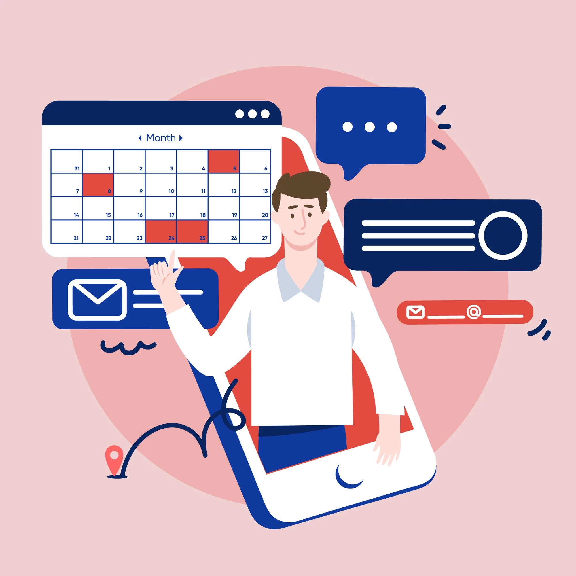 A man schedules the right time to send emails