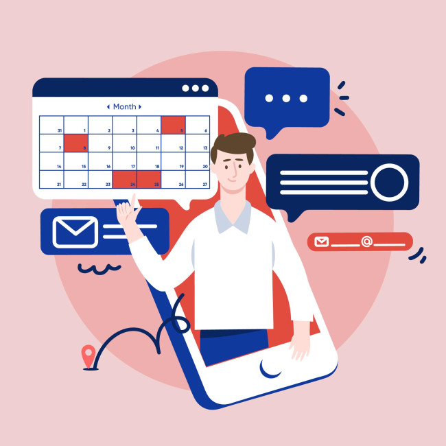 A man schedules the right time to send emails