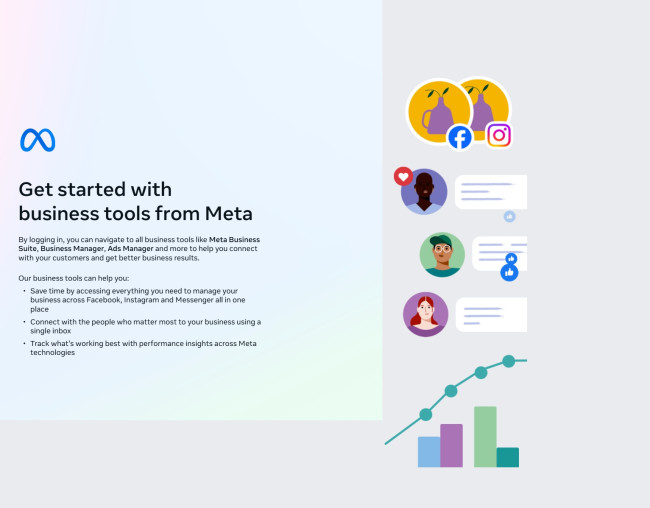 Meta business login page