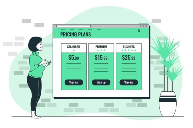 A woman looking at different pricing plans