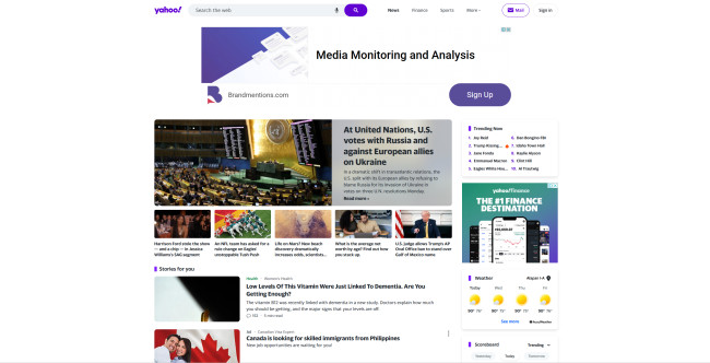 Screen grab from Yahoo