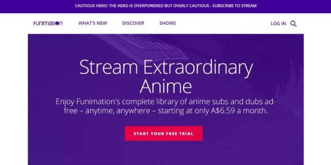FUNIMATION website FUNIMATION website