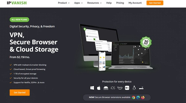 IPVanish homepage