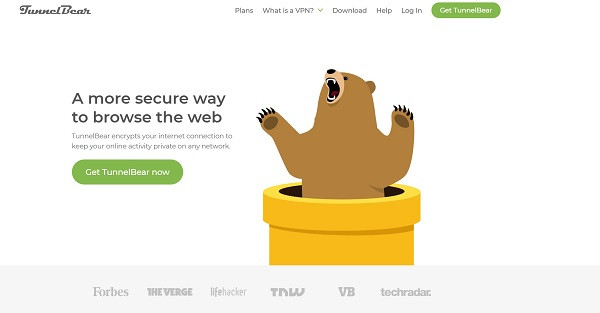 TunnelBear homepage