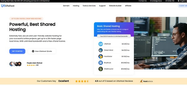 Ultahost homepage
