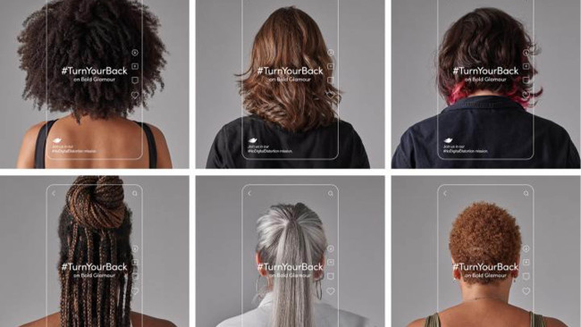Dove's #TurnYourBack campaign creative.