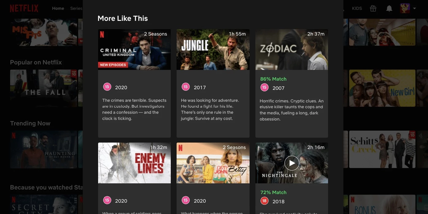 Personalized recommendations on Netflix
