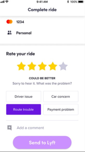 Lyft driver rating